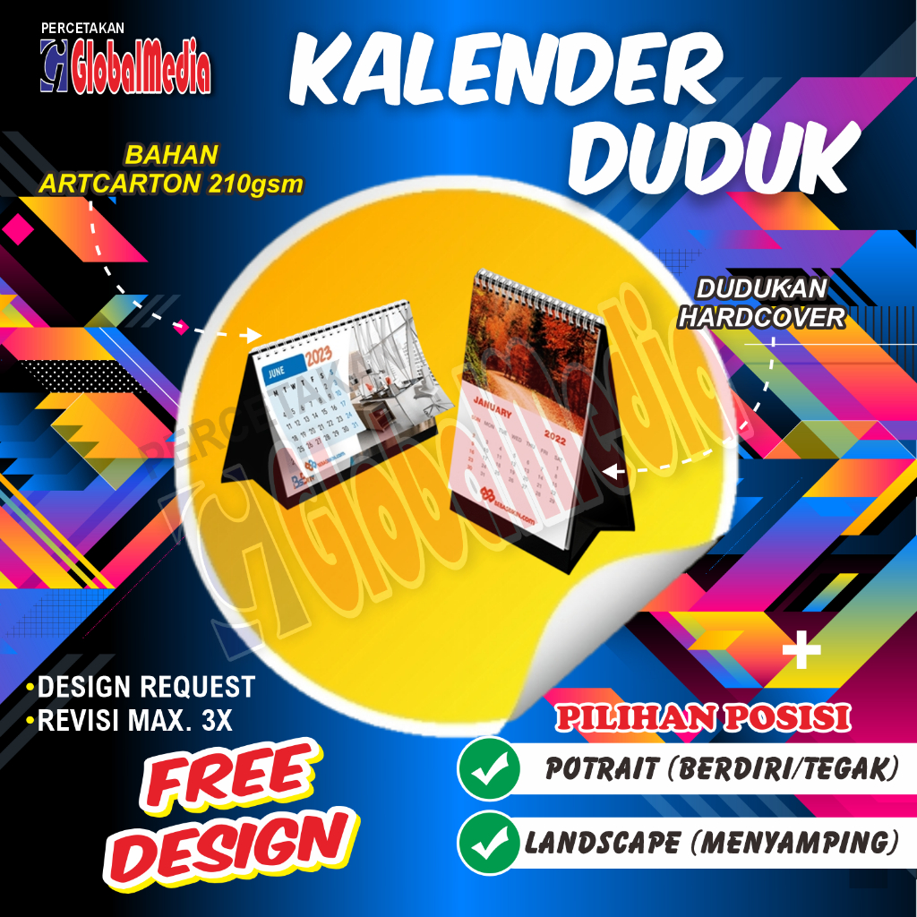 

Kalender Duduk/Kalender meja custom | Hardcover Artcarton 210gsm | Ukuran A5