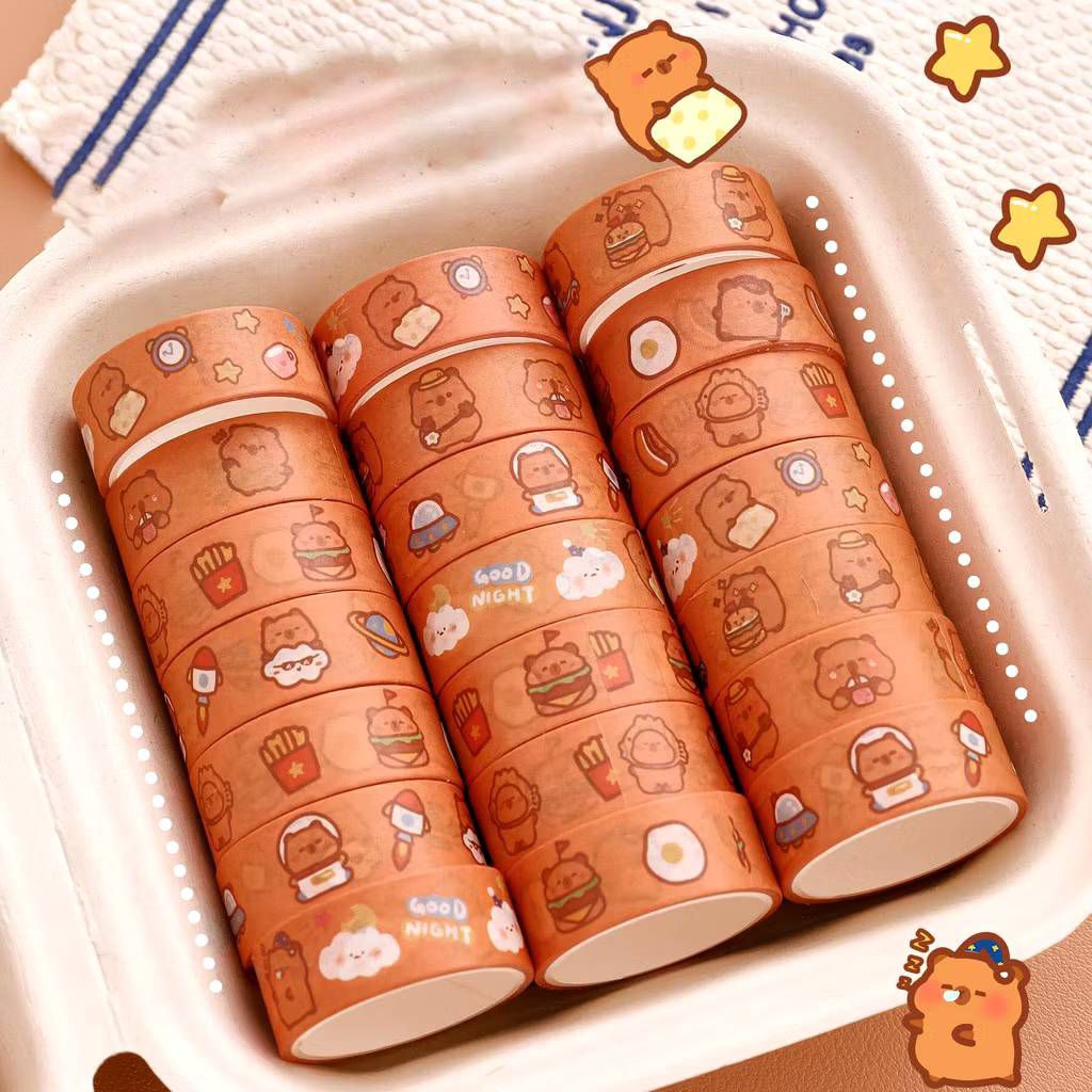

Washi Tape Capybara/ Isolasi Kertas Hiasan Journaling Buku Notebook/ Masking Tape Lucu