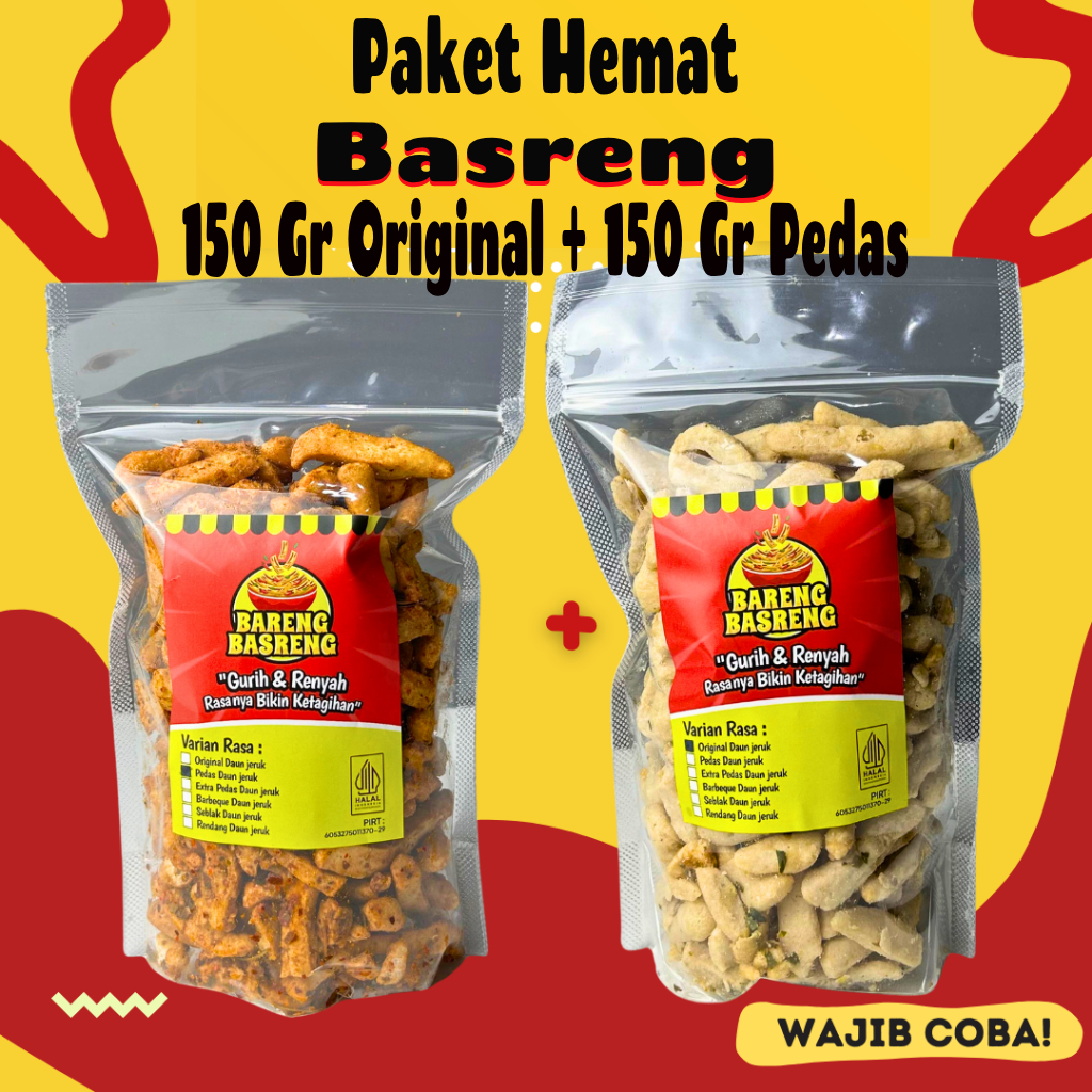 

(Buy 1 get 1) Beli 1 Gratis 1 Basreng Original 150 Gr + Basreng Pedas 150 Gram
