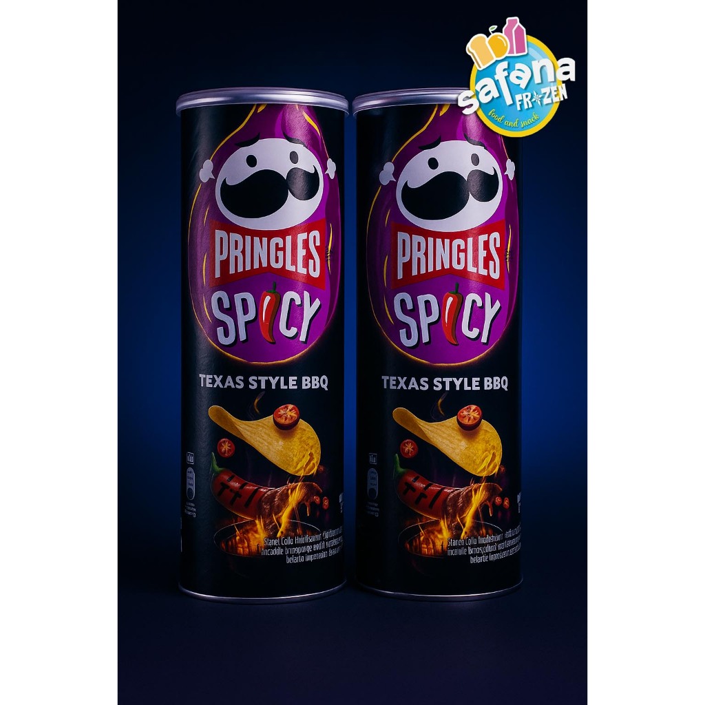 

Pringles Spicy Texas BBQ - Keripik Kentang Pedas BBQ 97gr Snack Lezat