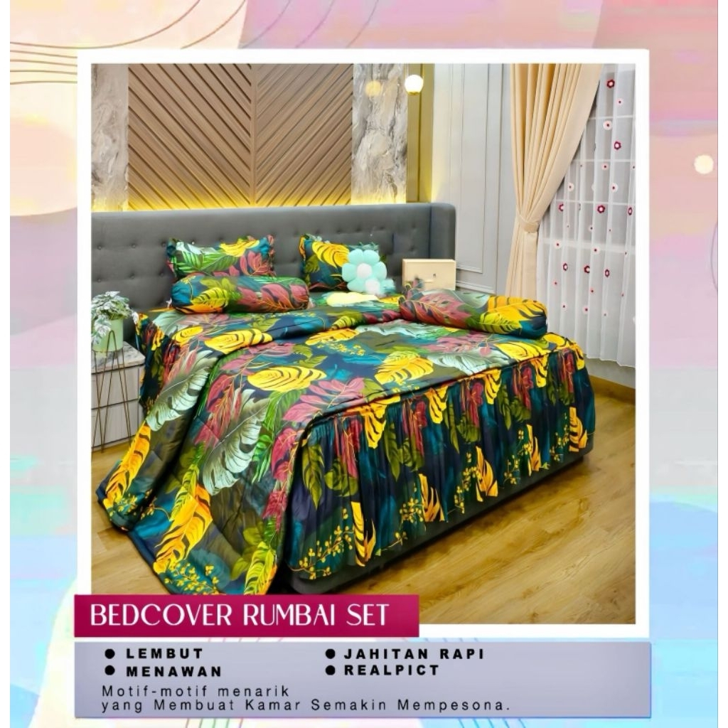BEDCOVER RUMBAI SET SPREI AESTHETIC JUMBO