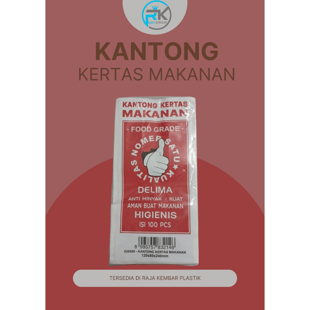 KANTONG KERTAS MAKANAN DELIMA PER PACK (100 PCS)