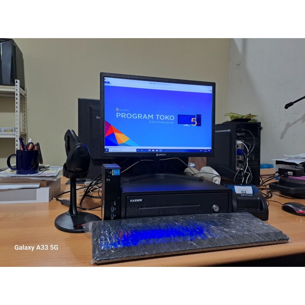 Komputer kasir mini pc lengkap siap pakai  dengan program kasir ipos 4 pro siap membantu untuk usaha