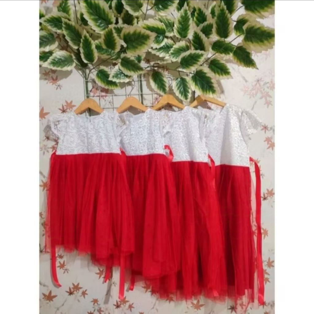 Dress anak merah putih baju merah putih anak 1-8tahun baju agustusan anak perempuan