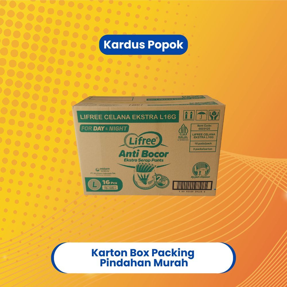

Kardus ± 20 cm x 49 cm x 30 cm (500 gr) Bekas Lifree Popok Celana Extra Serap Kemasan Ball Single Wall 0.5 cm