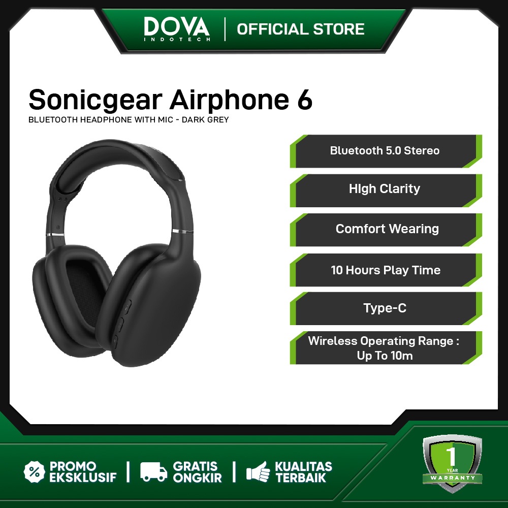 Sonicgear Airphone 6 Bluetooth Headphone with Mic