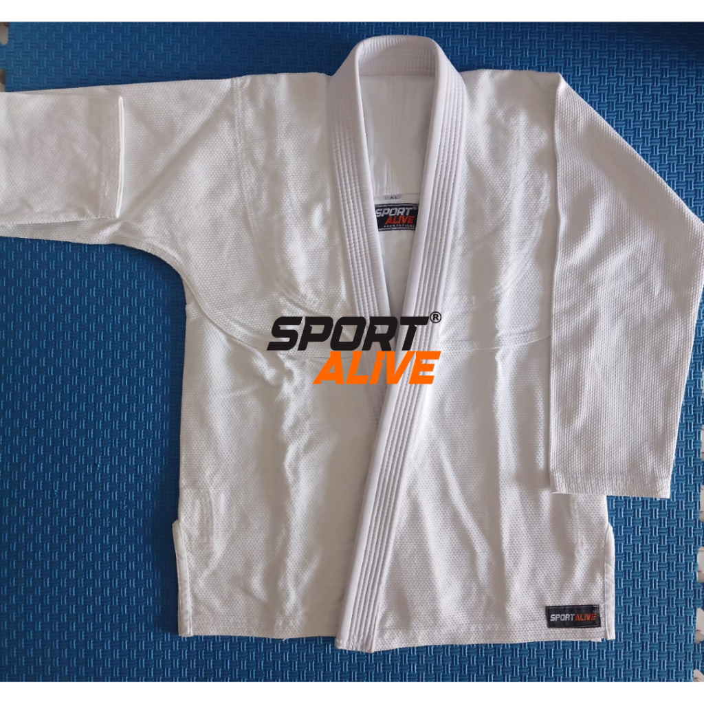 Gi Jujitsu BJJ Jiujitsu POLOS PUTIH Seragam Baju Putih Judo Gi Rajut SPORTALIVE Set Celana/Pants
