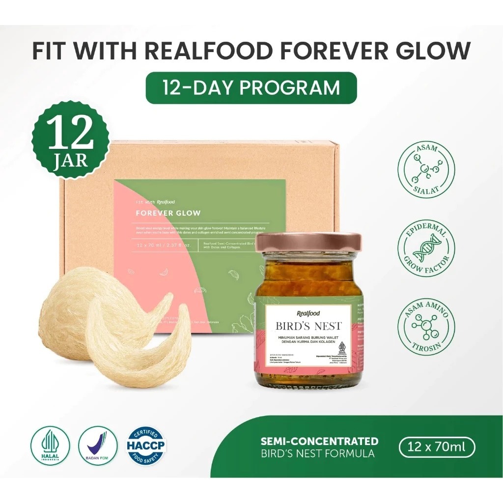 

Realfood Forever Glow Minuman Sarang Burung Walet dengan Kolagen dan Ekstrak Kurma - isi 12 x 70ml