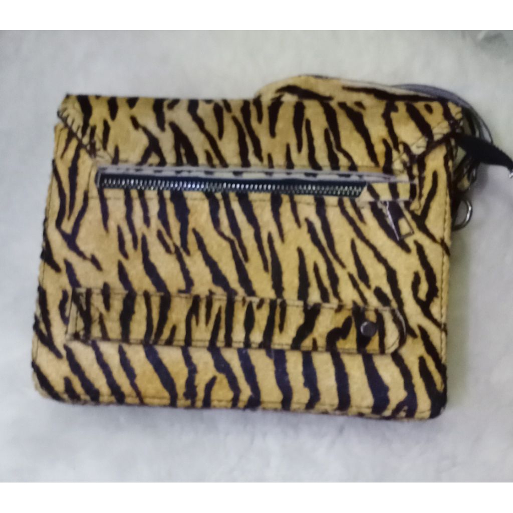 tas handbag kulit sapi bulu motif macan