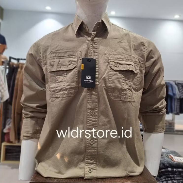 KEMEJA KATUN PRIA CLASSIC BRAND TOP TEN ORIGINAL LENGAN PANJANG PS009B
