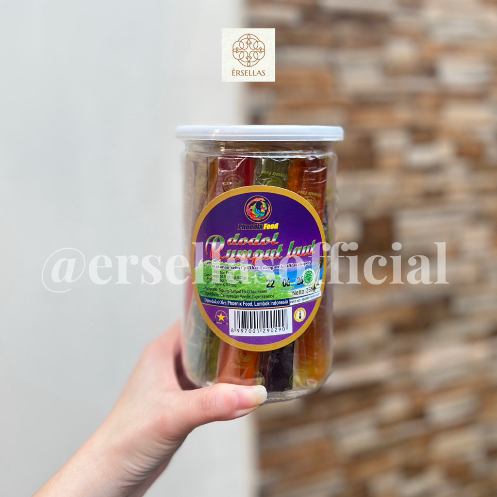 

[Ersellas] KINJO JELLY LOKAL VIRAL Dodol Rumput Laut Snack Cemilan Keluarga Kemasan Toples 355 gram