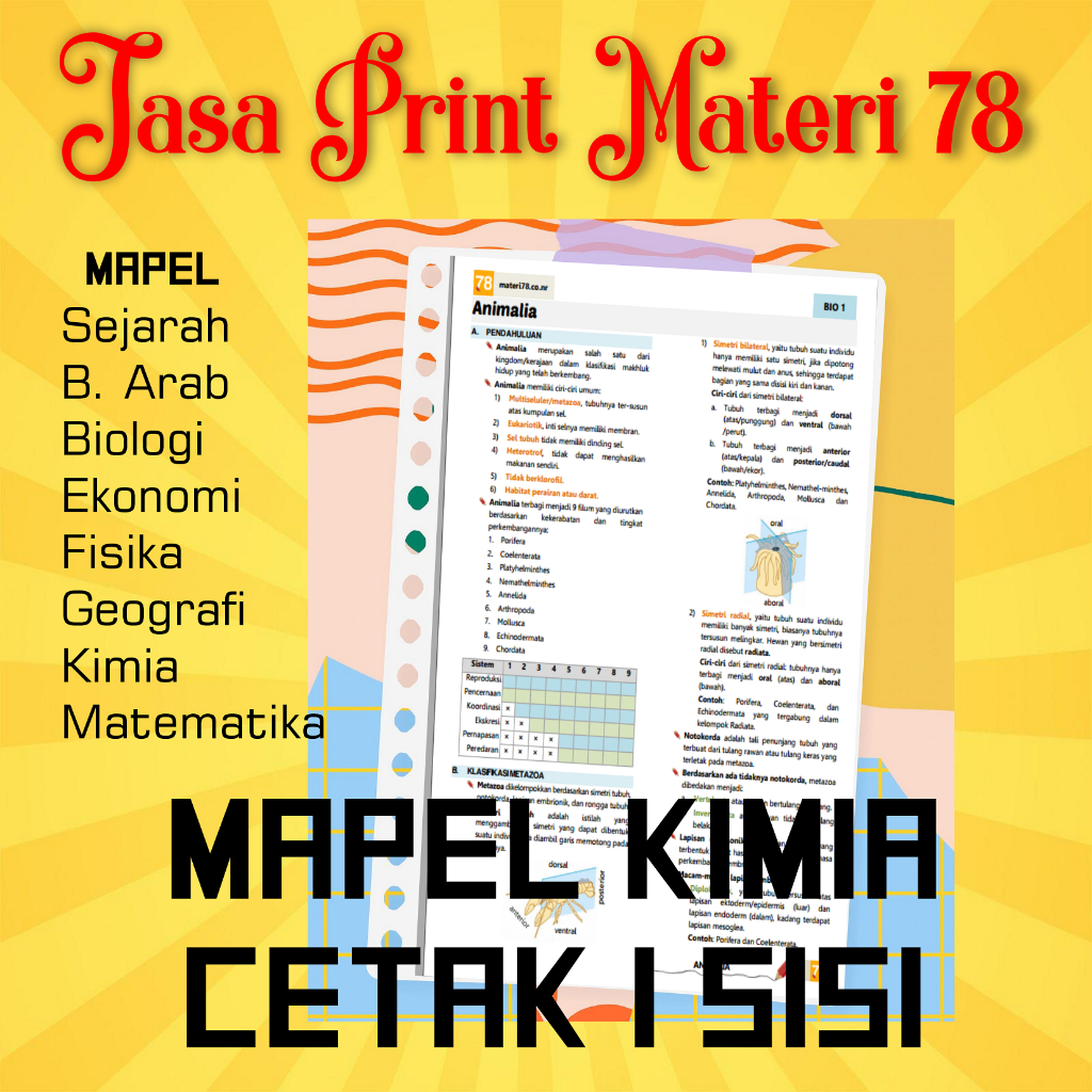 

(KIMIA 1 Sisi) Jasa Print Cetak Materi 78 Ukuran A5 atau B5 Mapel KIMIA Cetak 1 sisi