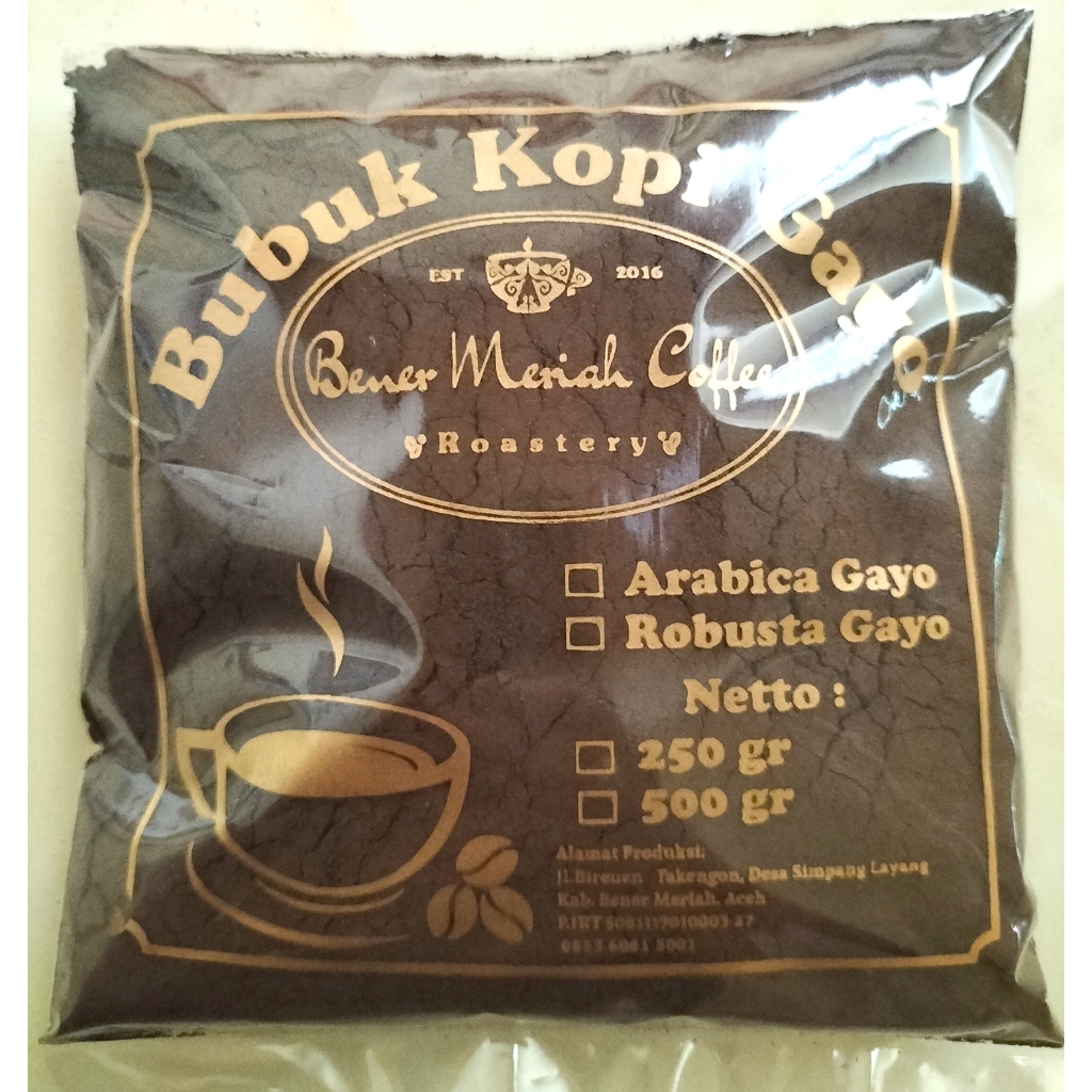

Bubuk Kopi Gayo Arabica 250 Gr Halus