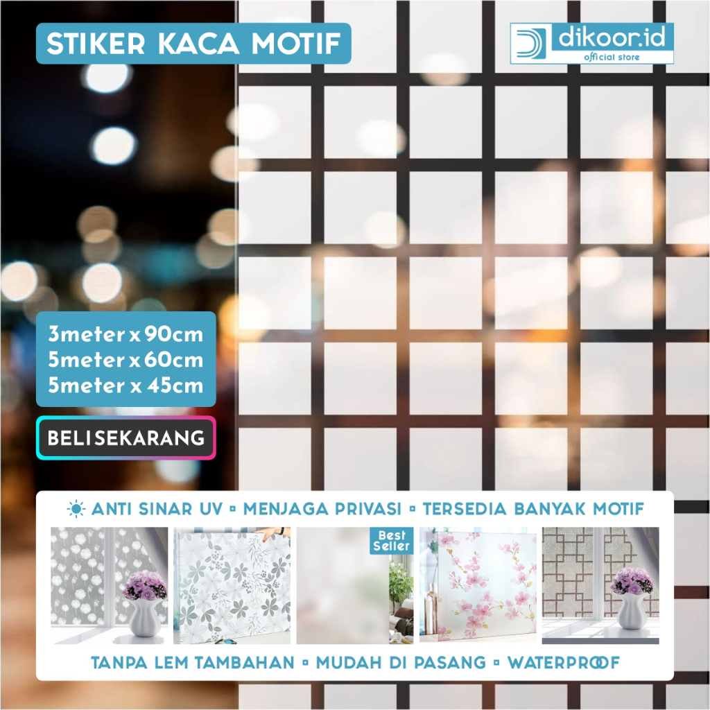 (±99 MOTIF) Sandblast Stiker Kaca Film Buram Untuk Jendela Sandblast PVC Self Adhesive Per Rol COD,S