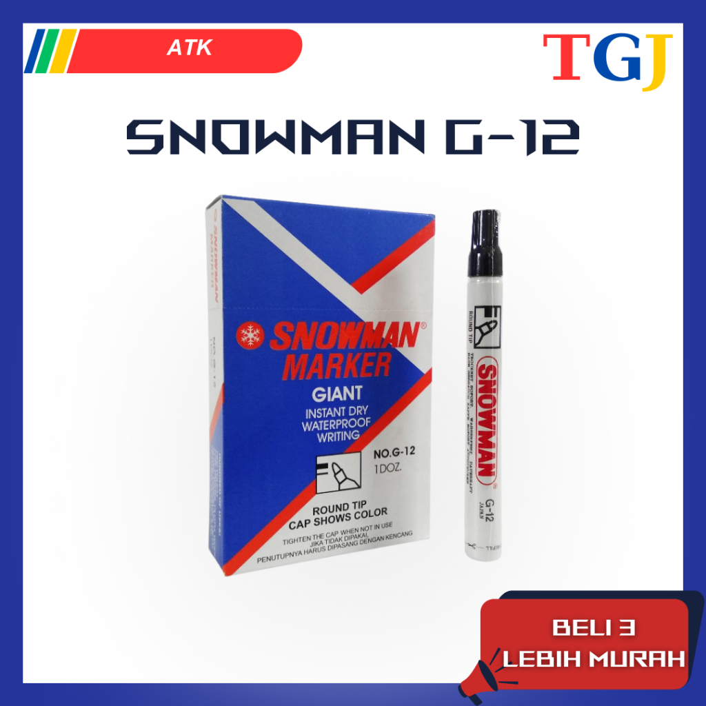 

Spidol Permanent Hitam Snowman G-12 Spidol Anti Air