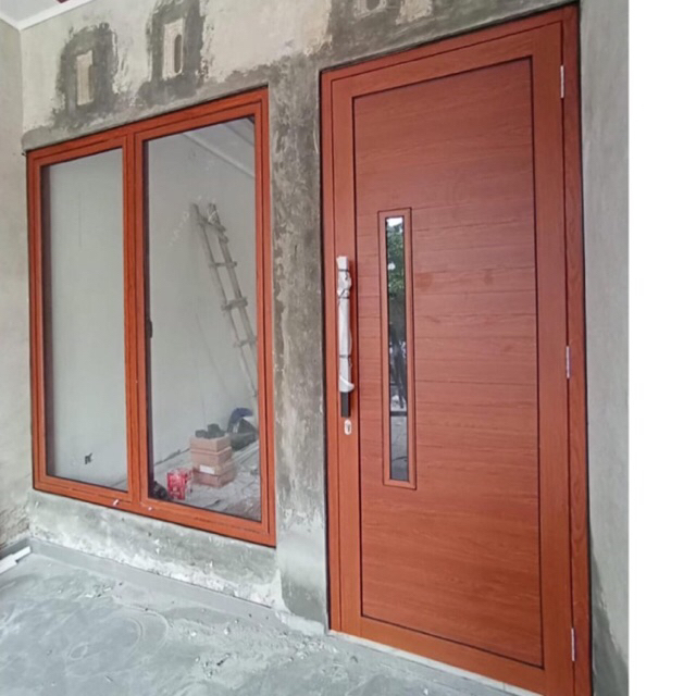Pintu Aluminium serat kayu Custom dan jendela aluminium serat kayu