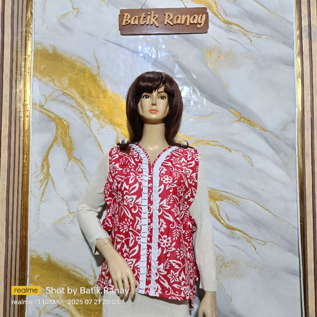 vest batik merah putih rompi merah putih