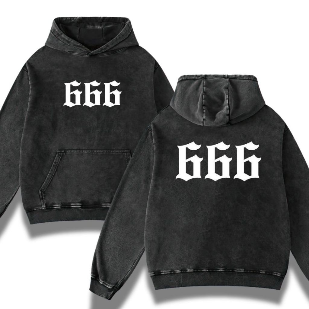 Psycho Crucify "666" Stone Wash Hoodie | Washing | Jaket | Hoodie Band | Hoodie 666