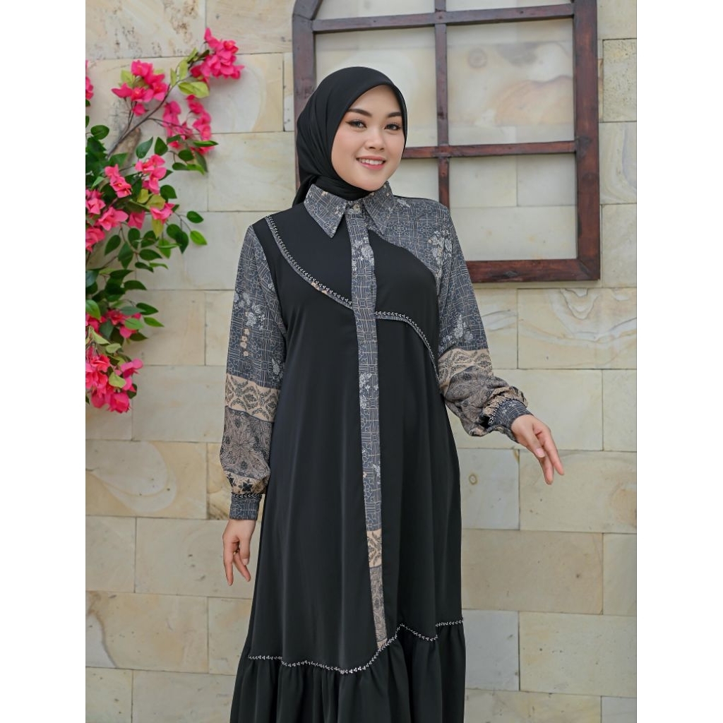 Gamis NADIRA Premium bahan marbella anti uv mix ceruty