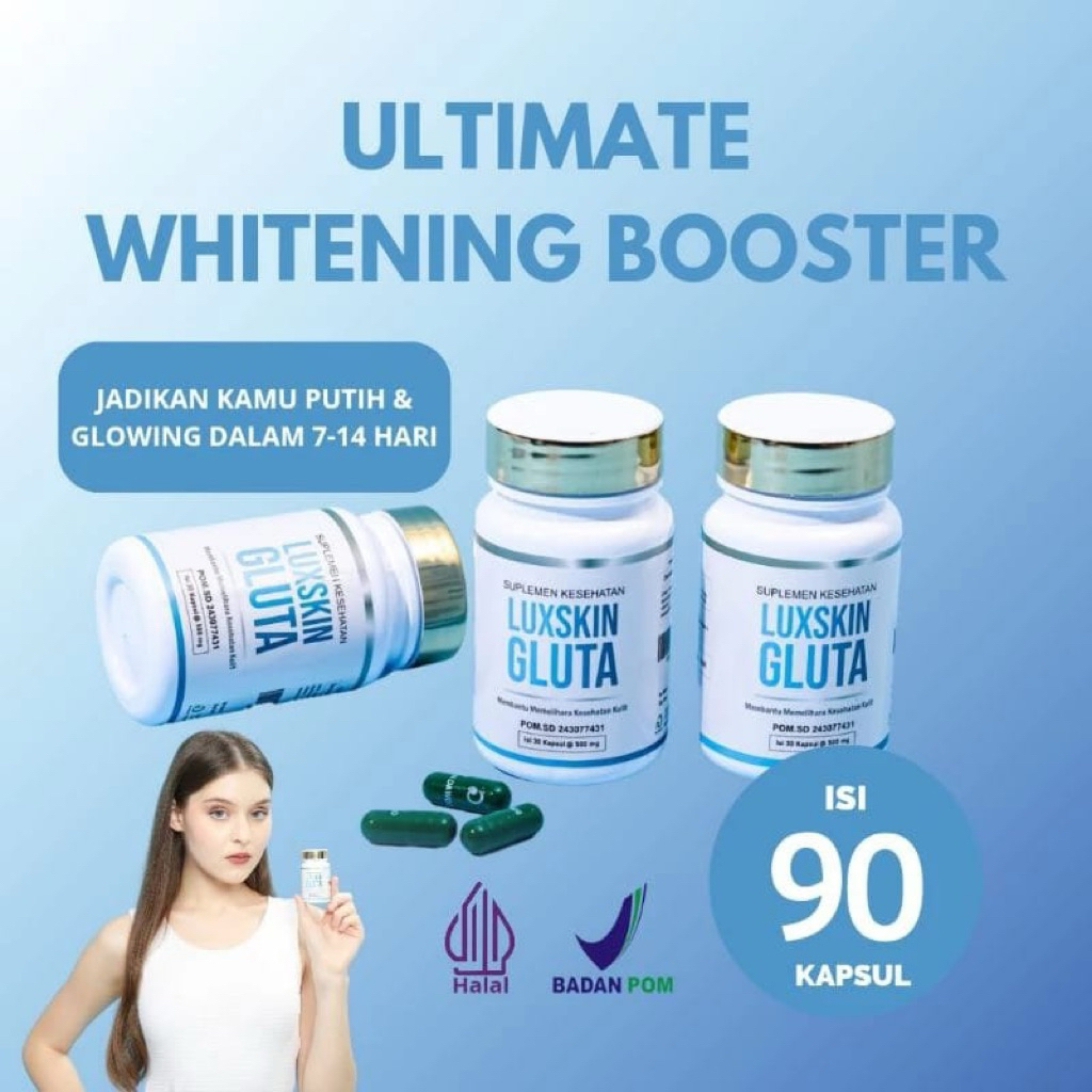 Luxskin Gluta whitening 90 kapsul Aman BPOM