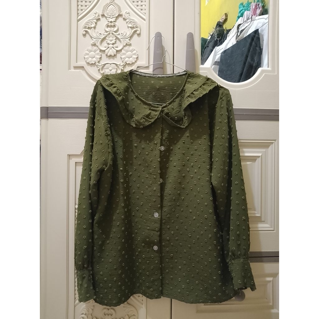 Baju atasan blouse hijau army