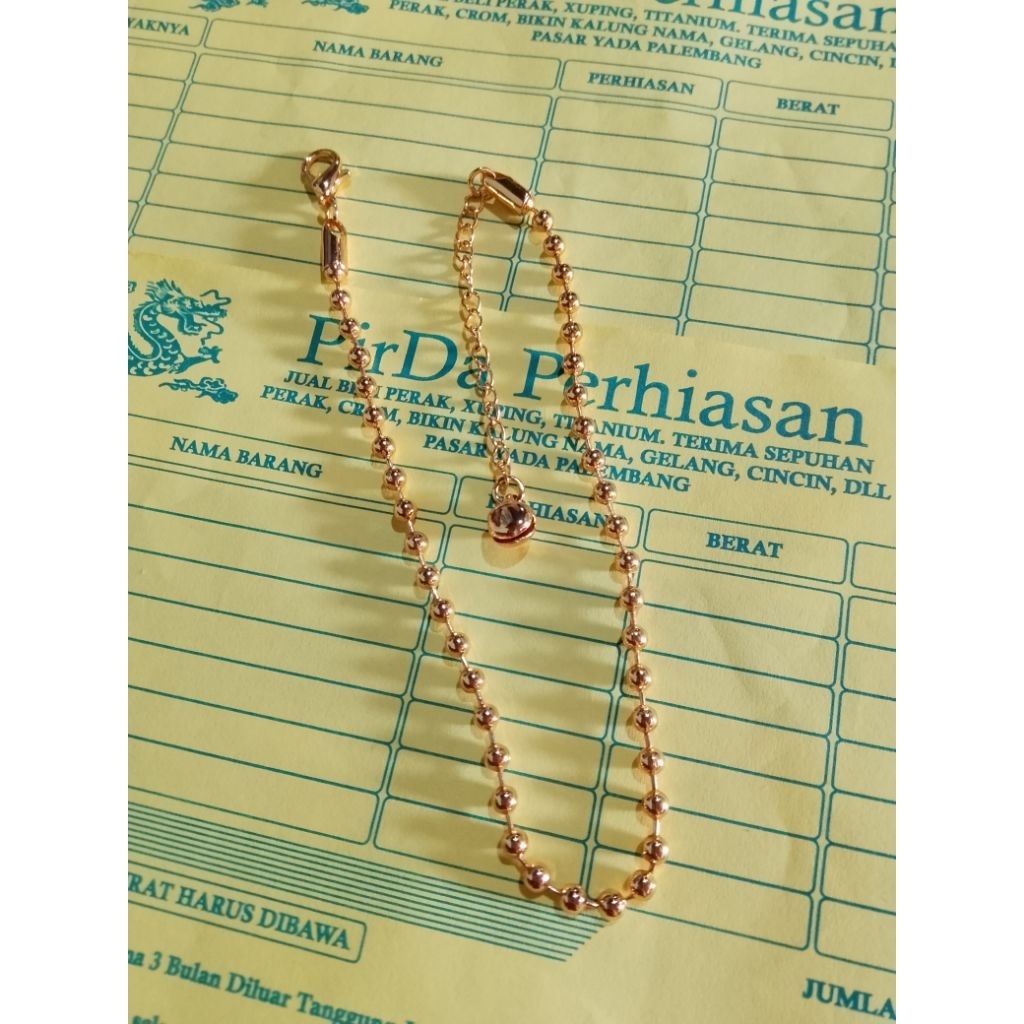 gelang kaki biji lada emas mudah asli free surat toko