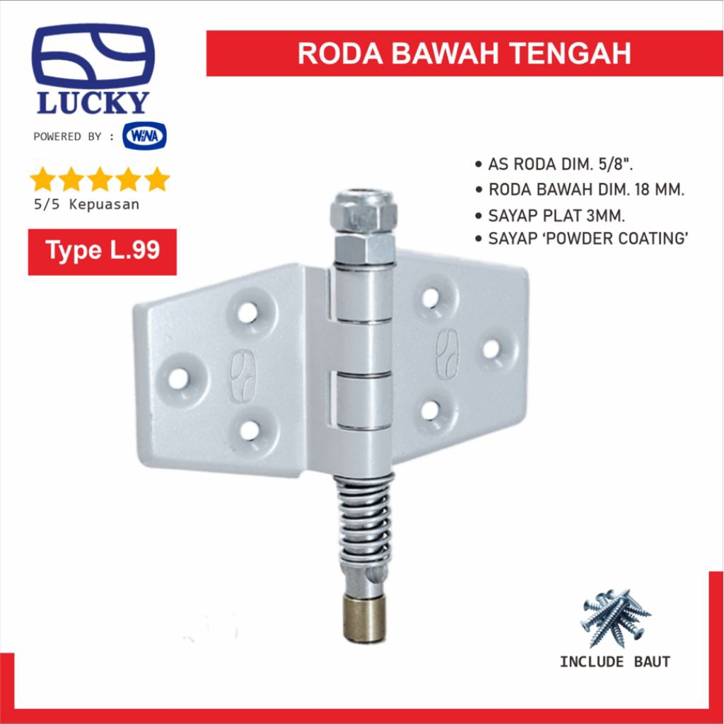 Roda Bawah Tengah Lucky L99 Engsel Pintu Garasi Geser Sliding & Lipat - 100% Original