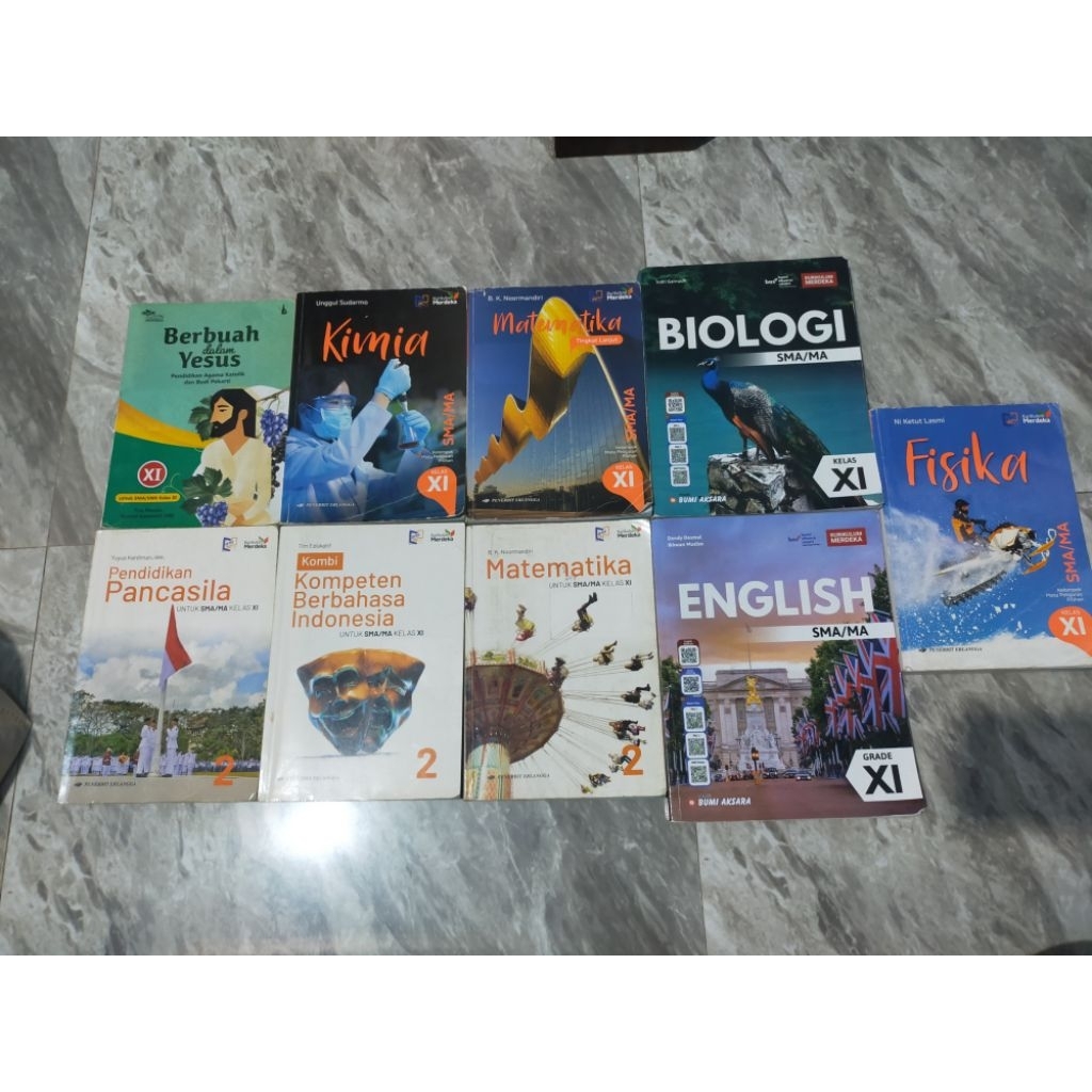 PRELOVED BUKU BEKAS ERLANGGA  BUMI AKSARA KELAS 11 / XI  Biologi Agama Katolik Sejarah Matematika Ba