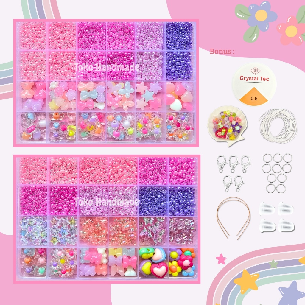 Toko Handmade - Pernak Pernik Gelang 1 Box Mute Manik Manik - DIY Gelang Manik Manik Aesthetic - DIY