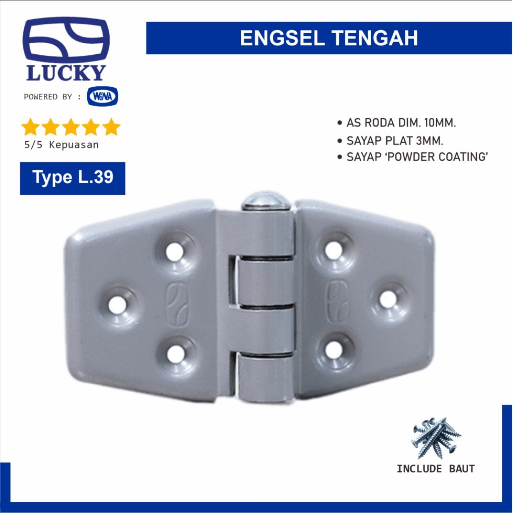 Engsel Tengah Lucky L39 Engsel Tempel Pintu Garasi Geser dan Lipat - 100% Original