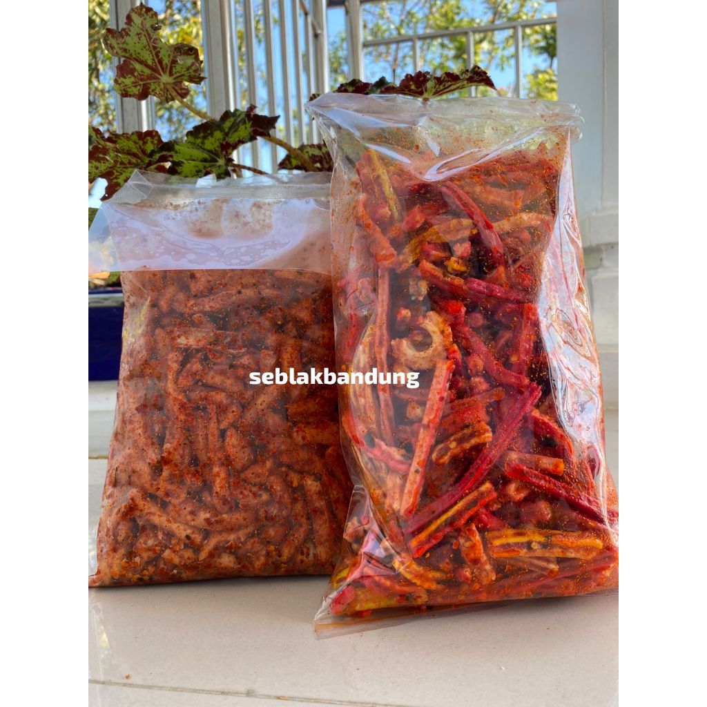 

PAKET HEMAT[BUNDLING 2PCS] SEBLAK KERUPUK JAAT BETON+BASRENG STIK PEDAS DAUN JERUK