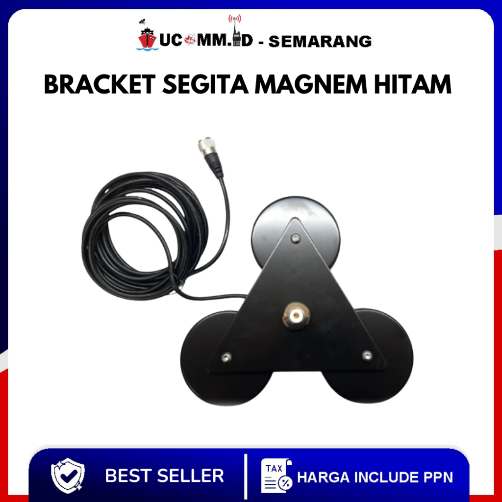 Bracket Segitiga Magnet Hitam 4 Meter Breket Antena Mobil Magnet Segitiga Black Kabel 4m
