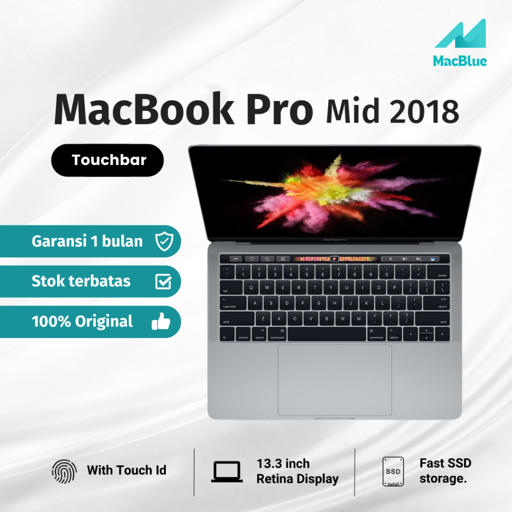 Apple Macbook Pro 2018 Touchbar 13" i5/i7 128gb 256gb 512gb Second Ori Space Grey Silver - Macblue