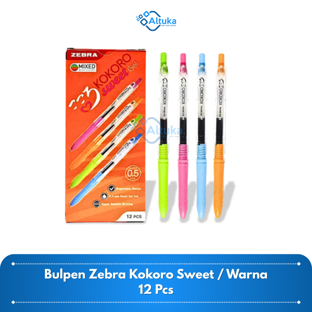 

(1 Pak) Bulpen / Pen Zebra Kokoro Sweet / Warna dan Hitam