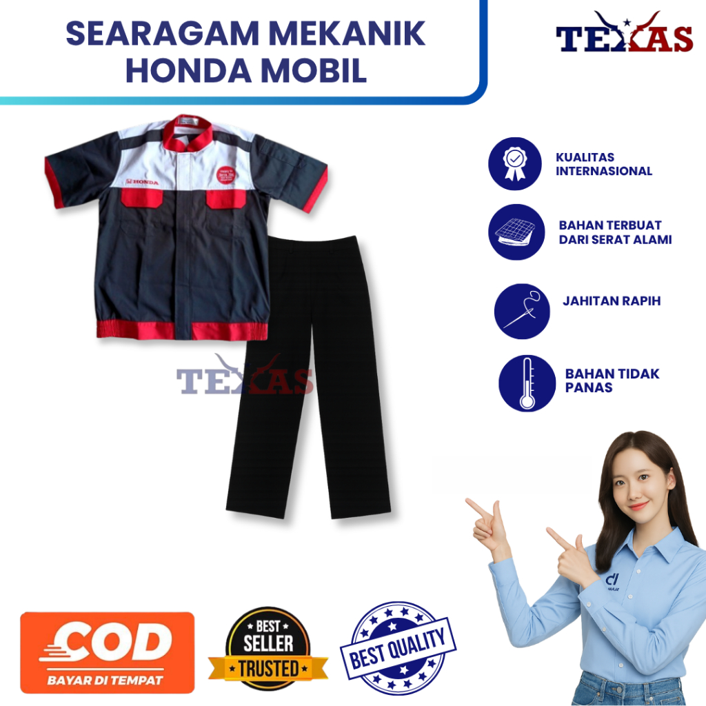 Wearpack Honda Mobil New / Wearpack Honda Mobil / Wearpack Honda Merah Hitam /Wearpack Bengkel Honda