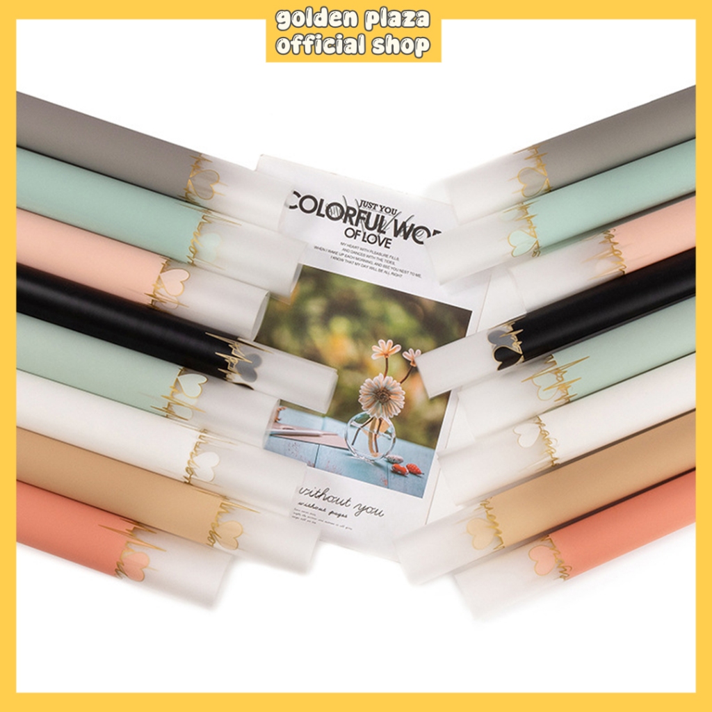 

20 LEMBAR Flower Wrapping Cellophane List Transparan Love Kertas Buket Bunga Paper KB6052