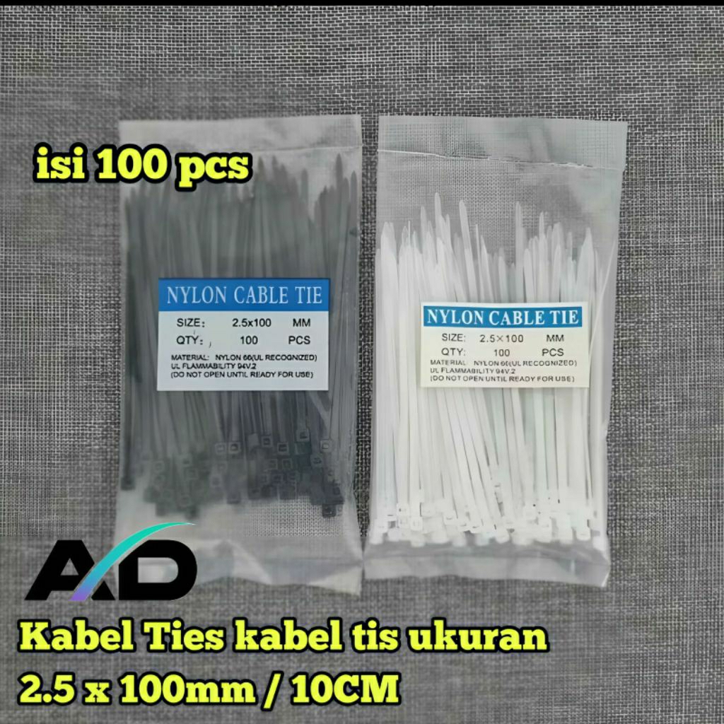 

Kabel Ties / Kabel Tis Ukuran 2.5 x 100 mm (10 CM) – Isi 100 pcs