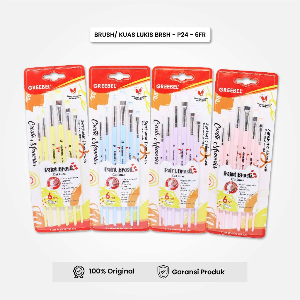 

GREEBEL Kuas Lukis Paint Brush Set BRSH-P24-6FR (6PCS) Kuas Lukis Cat Minyak Kuas Lukis Cat Akrilik