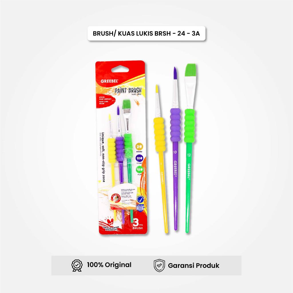 

GREEBEL Kuas Lukis Paint Brush Set BRSH-24-3A (3PCS) Kuas Lukis Cat Minyak Kuas Lukis Cat Akrilik