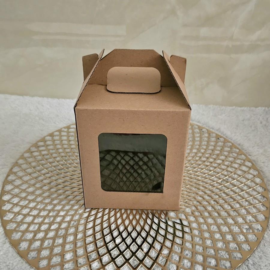 

(10 Pcs)Box Tenteng Mangkok Coklat Polsi 12x12x15cm Kotak Mika Souvenir Pernikahan