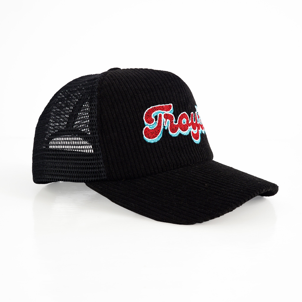 [FREE BOX] Troy Company Trucker Hat Black Shrimp - Topi Trucker Black Corduroy TCN 3193