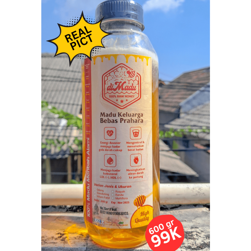

DIMADU Raw Honey Nektar Randu 600 Gr | Madu Asli dan Murni | Batch 1 Juli 2025 Limited Stock