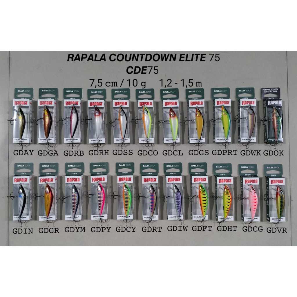 LURE / UMPAN RAPALA COUNTDOWN ELITE 75 / CDE75, 7,5cm/10gram, 1,2-1,5mter
