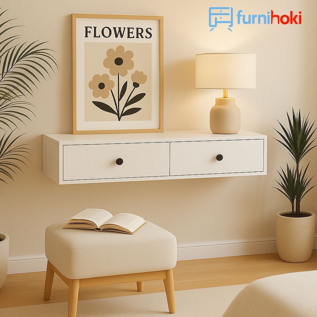 Meja Rias Gantung 2 Laci Tempel Dinding Minimalis