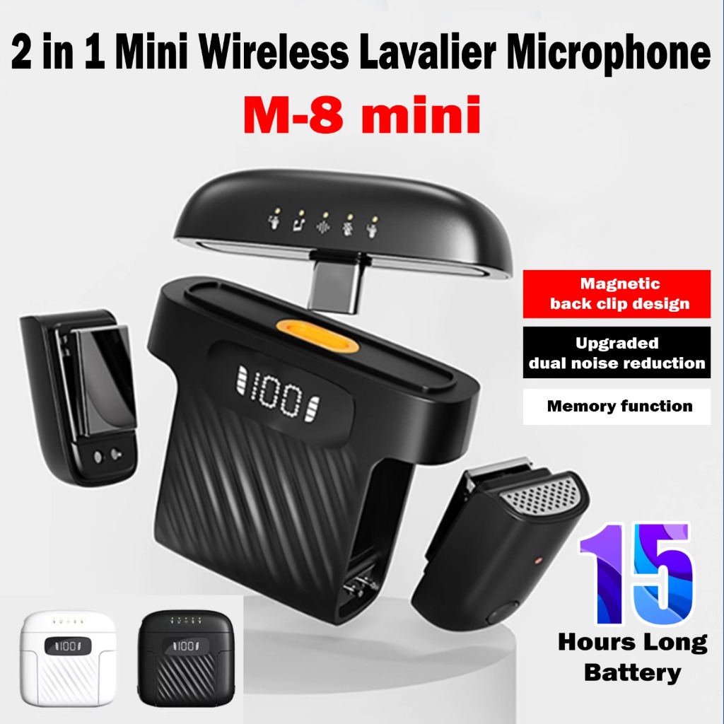 Microphone Clip On Wireless Lavalier Compact Stylish Clip On Live Broadcast M-8 mini