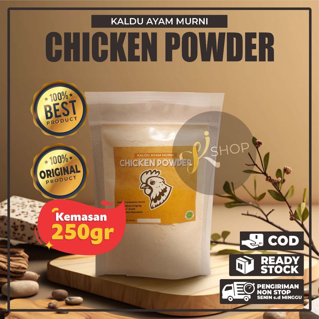 

Chicken Powder (250gr) Cocok untuk bumbu kaldu mie ayam, ramen, dimsum, nugget, kekian, dll (Lebih kuat dari Royco / masako)