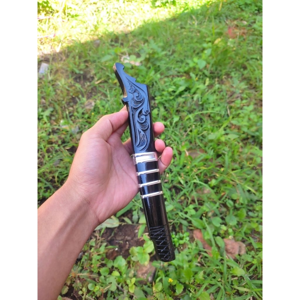 Sarung warangka serangka pisau kayu ukiran cantik hitam 20cm