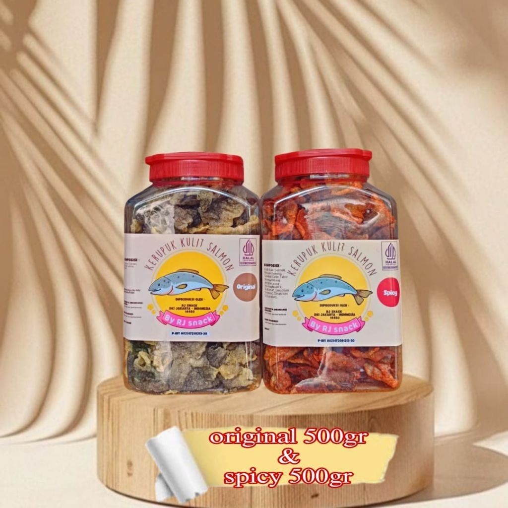 

Kerupuk Kulit Ikan Salmon Varian Original 500gr dan Spicy 500gr