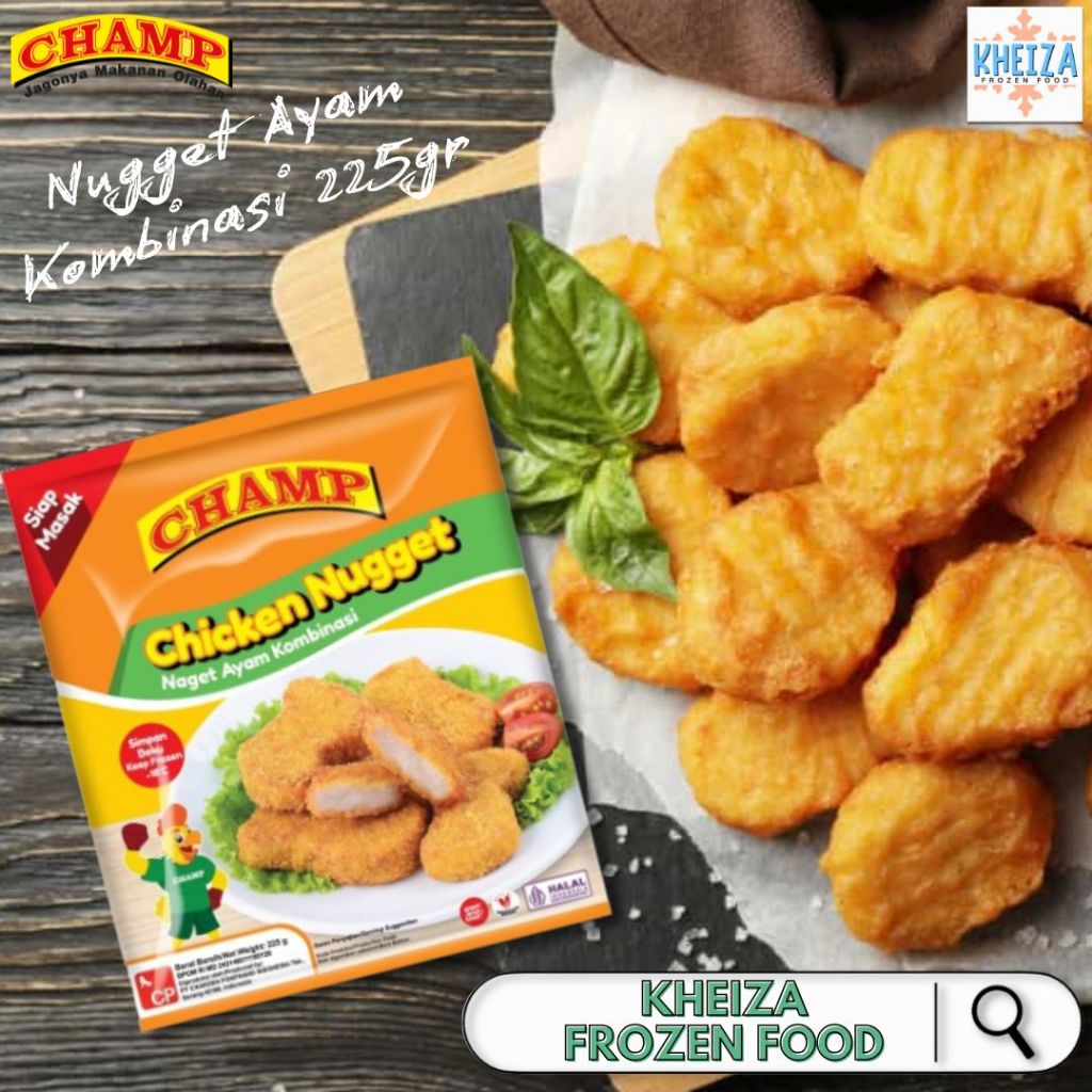 

CHAMP Nugget Ayam 225gr - Naget Ayam Kombinasi 225gram - Kheiza Frozen