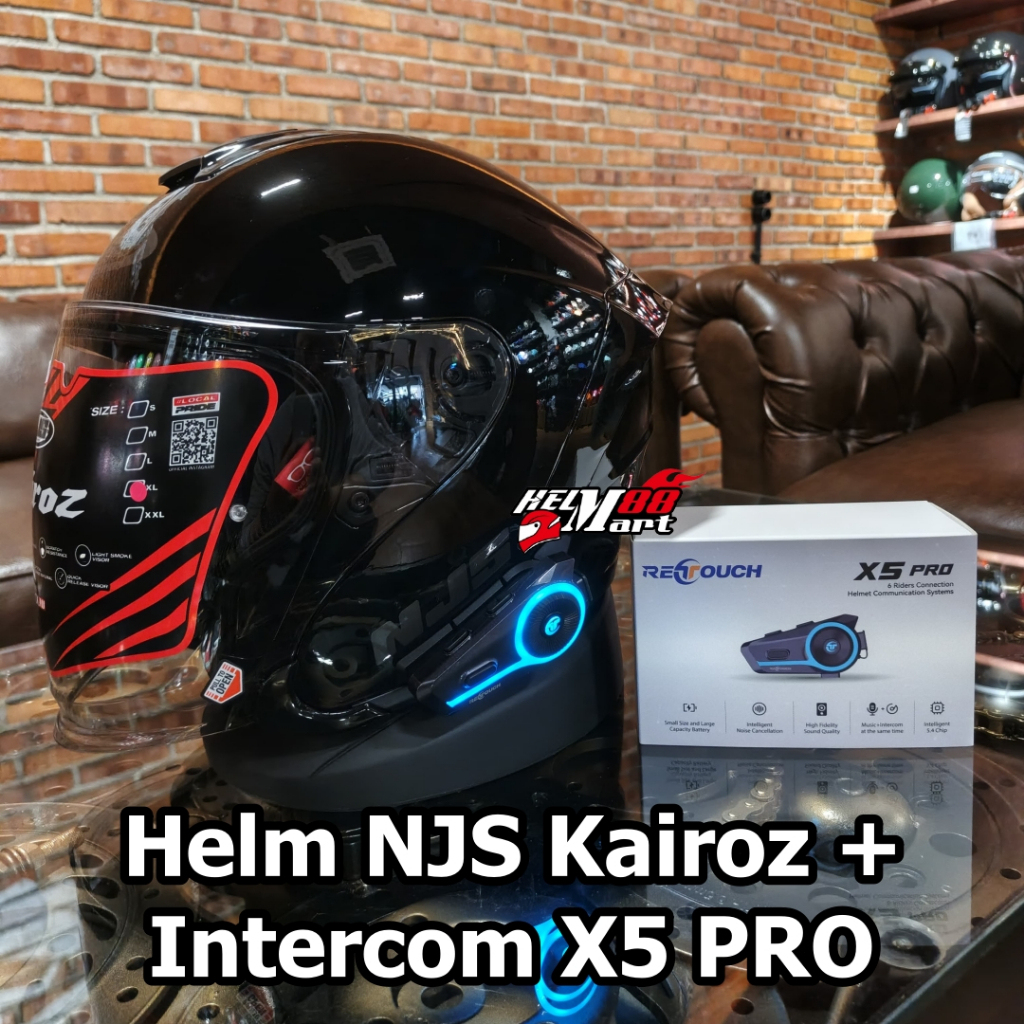 Helm NJS KAIROZ + Interkom X5 NEW / X5 PRO (Paket Helm & Intercom)